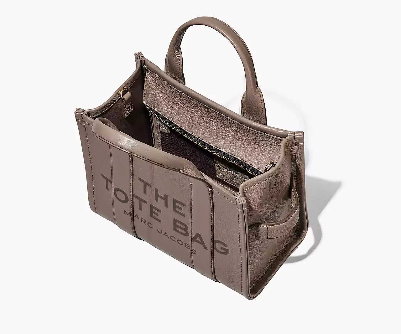 THE LEATHER MEDIUM TOTE BAG- Cement