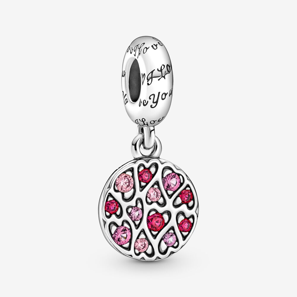 Sparkling Heart Pattern Dangle Charm