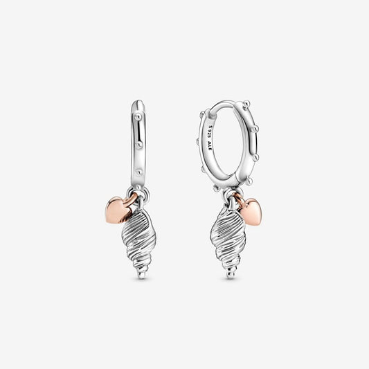 Heart & Conch Shell Hoop Earrings