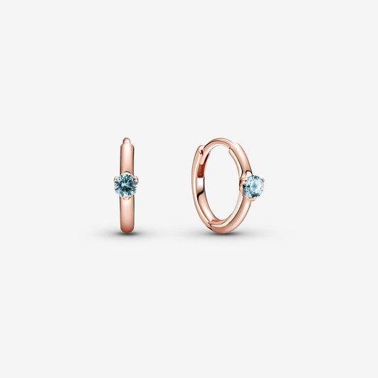 Light Blue Solitaire Huggie Hoop-Aretes