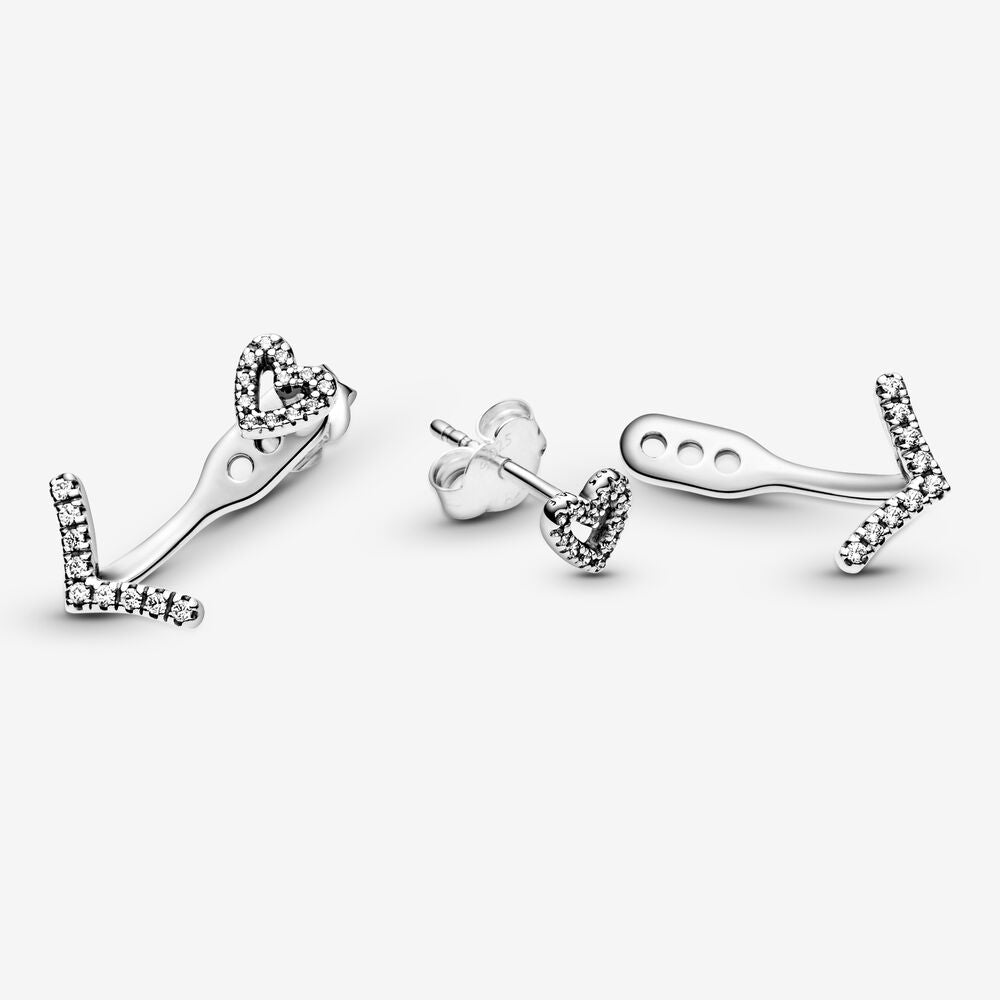 Sparkling Wishbone Heart Stud-Aretes