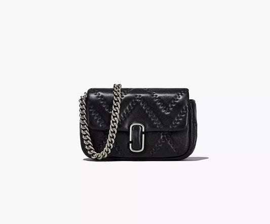 THE QUILTED LEATHER J MARC MINI SHOULDER BAG- Black