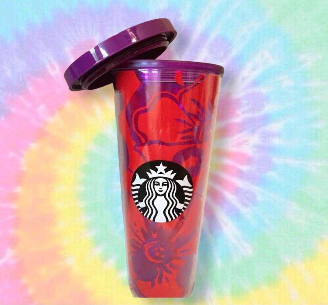 Starbucks Vaso-Flores Naranja con Morado