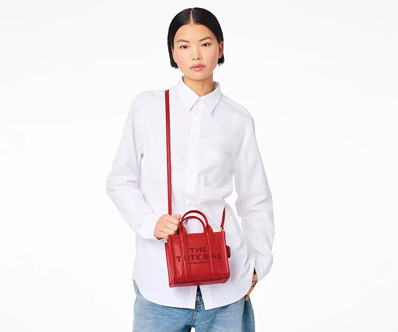 THE LEATHER MICRO TOTE BAG- Red