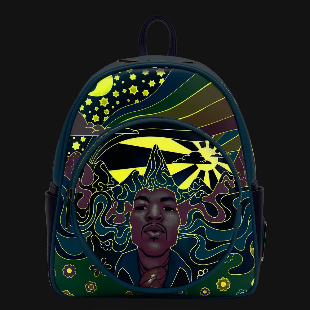 Jimi Hendrix Psychedelic Glow Landscape Zip Mini Backpack