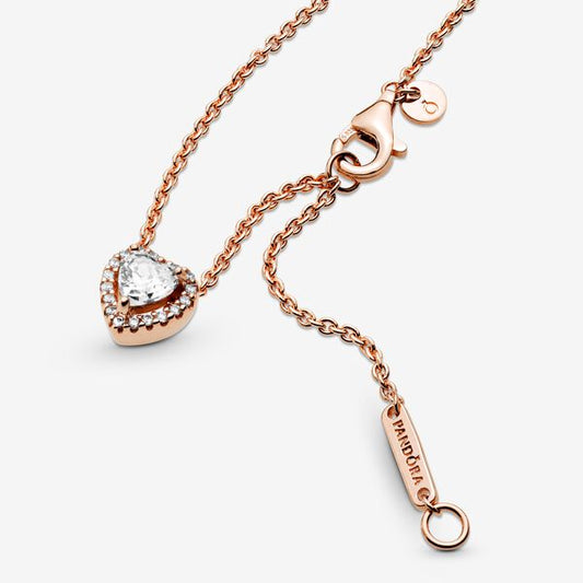 Sparkling Heart Collier Necklace Rose Gold