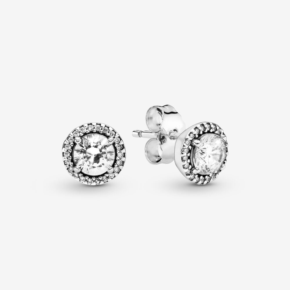 Round Sparkle Stud Earrings~ Silver