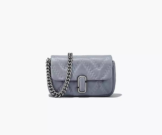THE QUILTED LEATHER J MARC MINI SHOULDER BAG- Wolf Grey