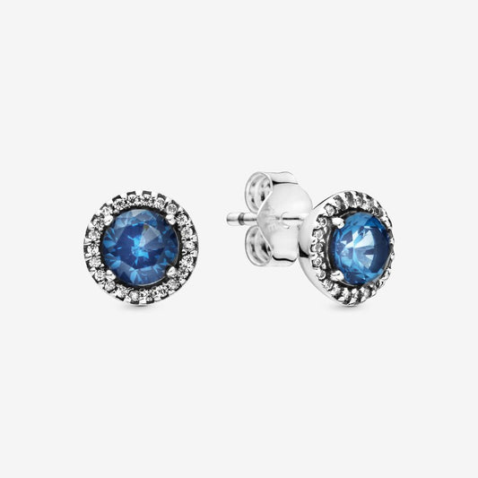 Round Sparkle Stud Earrings~ Blue