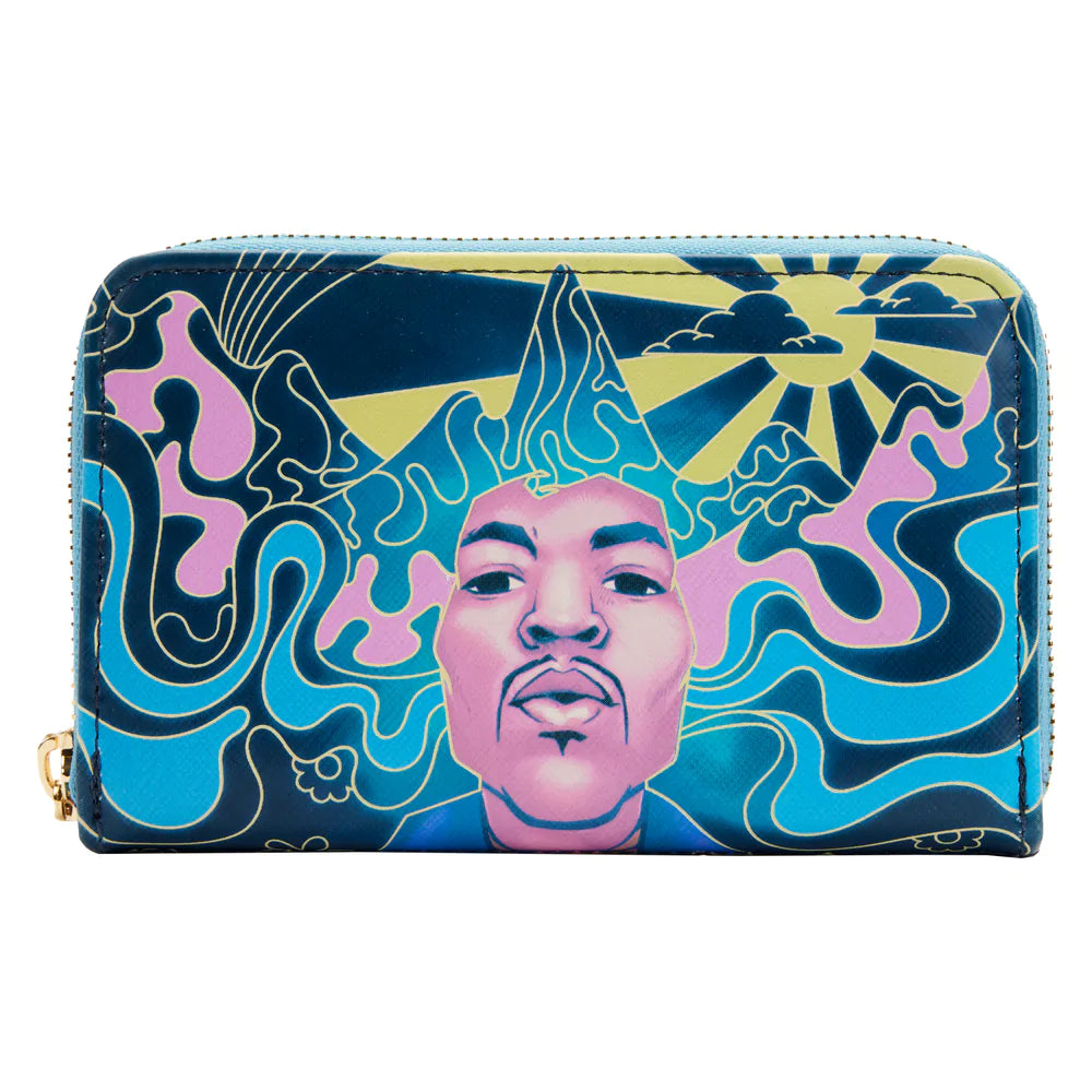 Jimi Hendrix Psychedelic Glow Landscape Zip Around Wallet