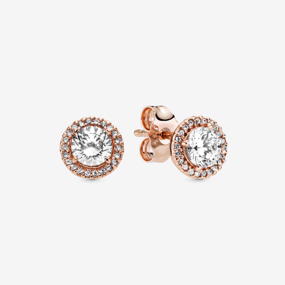 Round Sparkle Stud Earrings~ Rose Gold