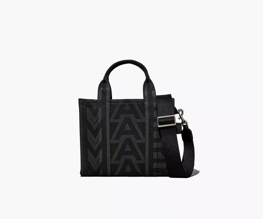 THE OUTLINE MONOGRAM MINI TOTE BAG- Black