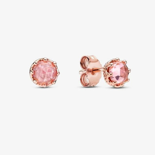 Pink Sparkling Crown Stud Earrings