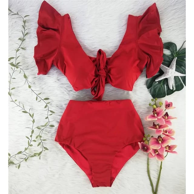 Traje de Baño~ Bikini Bow Olanes Rojo