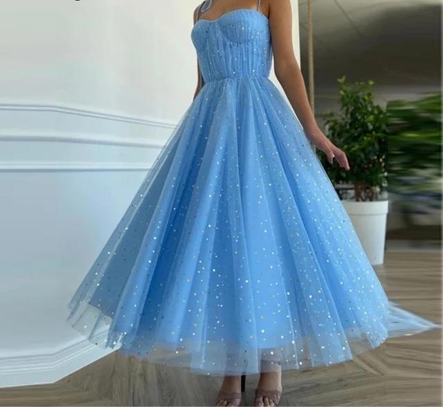 Maxi Vestido~ Tirantes con Estrellas Azul