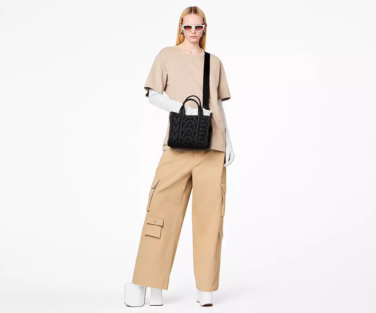 THE OUTLINE MONOGRAM MINI TOTE BAG- Black