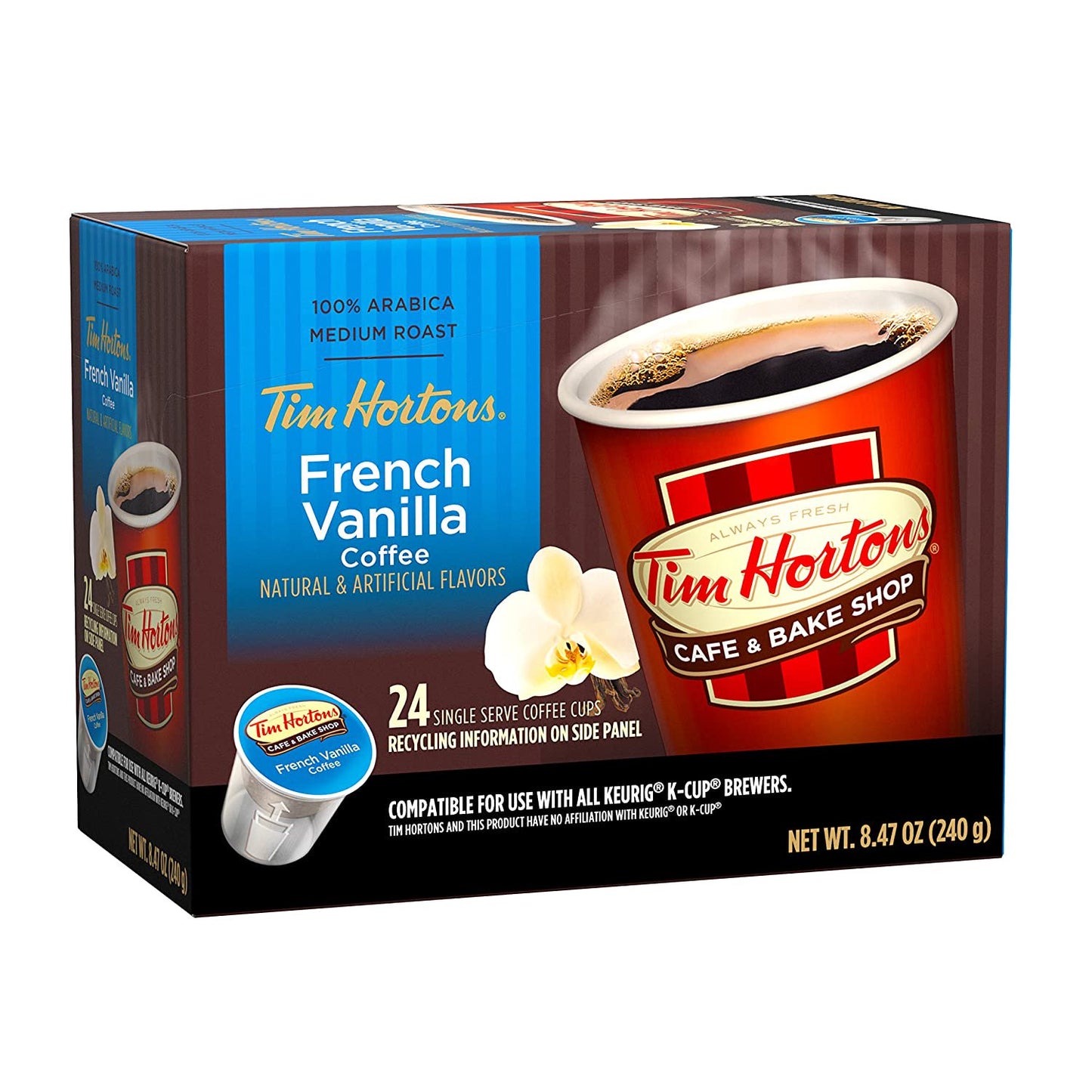 Tim Hortons French Vainilla Blend Coffee Compatible con Keurig 24 Capsulas