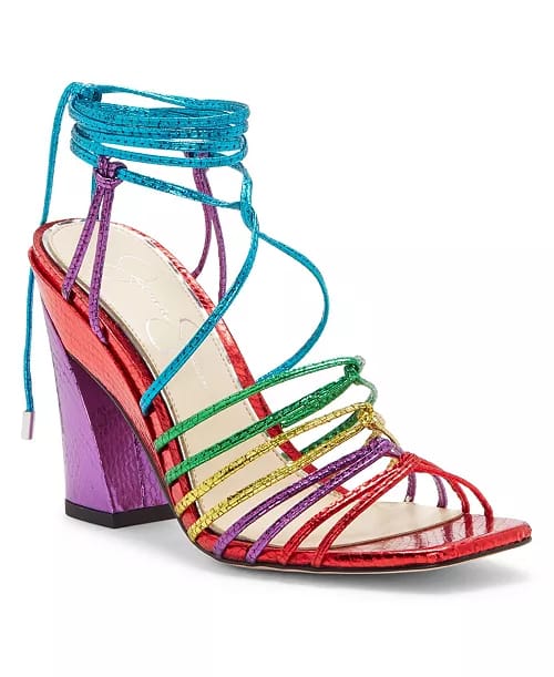 Strappy Sandal Heels~ Rainbow Metallic