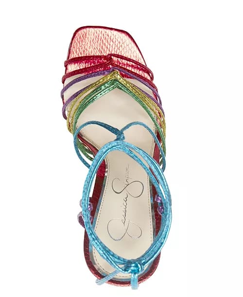 Strappy Sandal Heels~ Rainbow Metallic