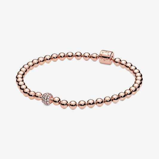 Beads & Pavé Bracelet~ Rose Gold