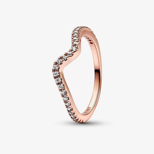 Rose Gold Sparkling Wave Ring