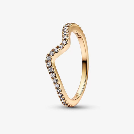 Gold Sparkling Wave Ring