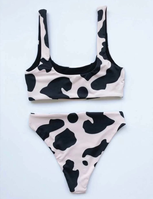 Bikini con talle algo estampado vaca pale