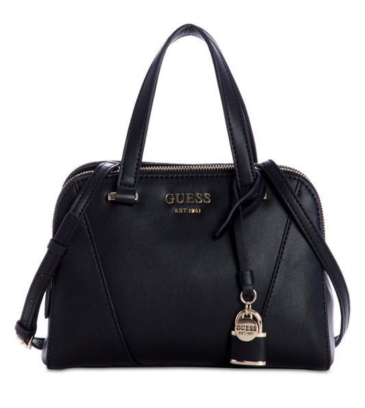 Guess bolsa satchel negra con 2 cierres
