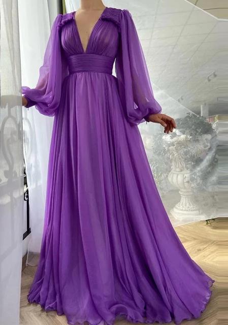 Maxi Vestido~ Manga Larga Morado