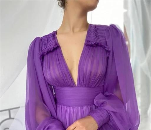 Maxi Vestido~ Manga Larga Morado