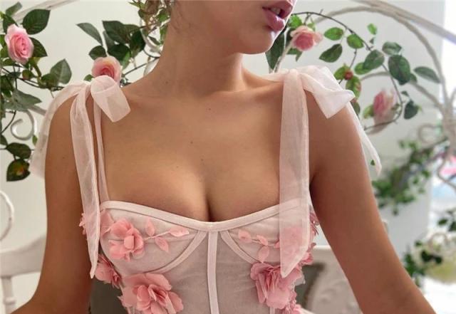 Maxi Vestido~ Flores Rosas Blanco