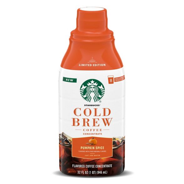 Starbucks Pumpkin Spice Latte Light Roast Cold Brew Coffee Concentrate - 32oz Agrega Agua & Hielos