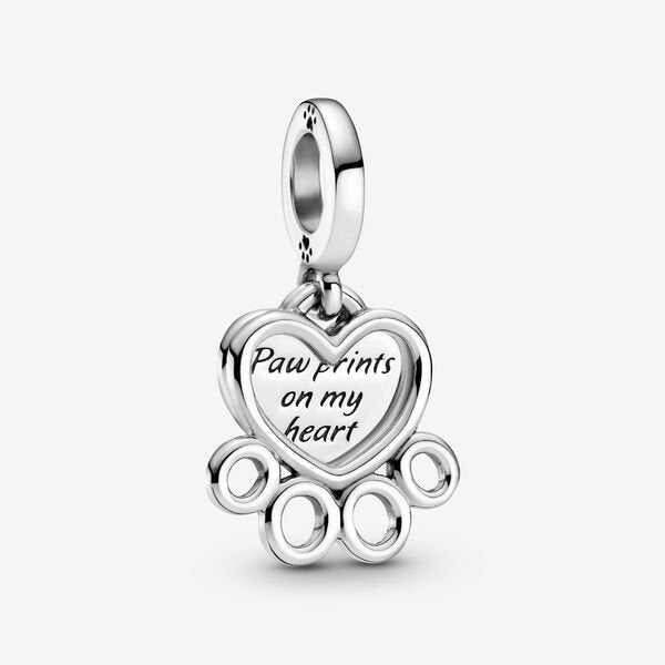 Hearts & Paw Print Dangle Charm