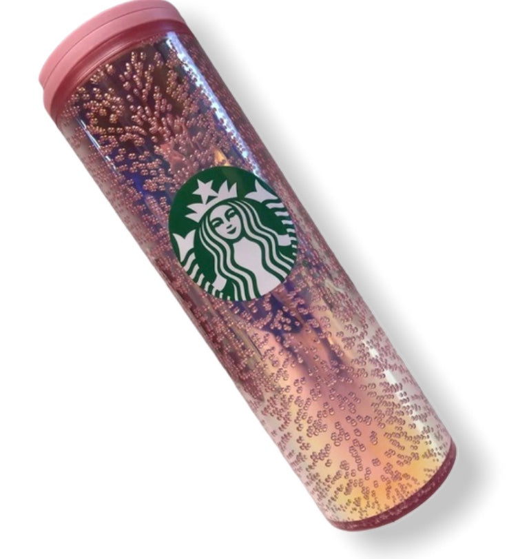 Nuevo! Vaso Starbucks Edicion Navidad 2020 16 oz Rosa Burbujas