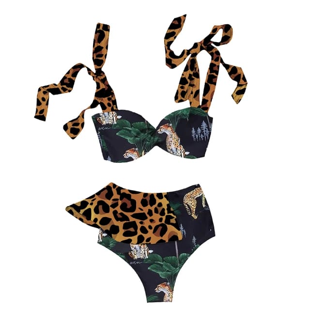 Traje de Baño~ Bikini Cintura Alta Bow Jaguar