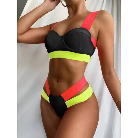 Traje de Baño~ Bikini Tipo Triangle Negro