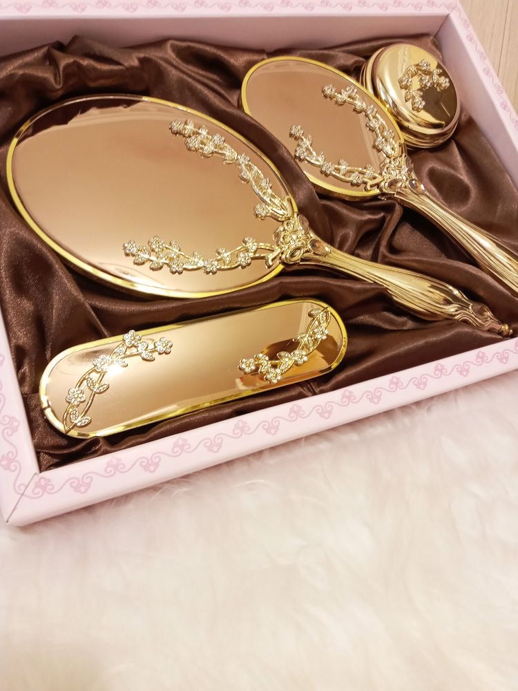 Set de Espejos & Cepillos - Color Oro Rosa