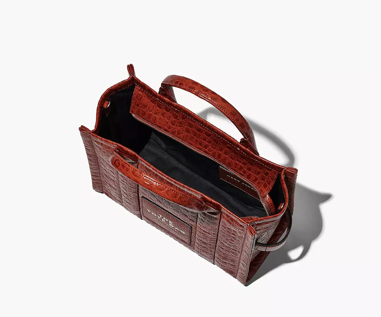 THE CROC-EMBOSSED MEDIUM TOTE BAG- Spice Brown