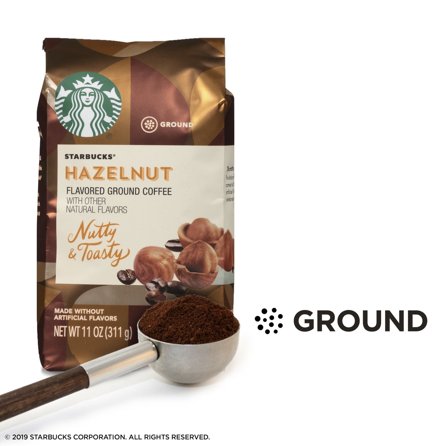 Starbucks Café Molido Con Saborizante Sin Sabores Artificiales 11oz - Hazelnut