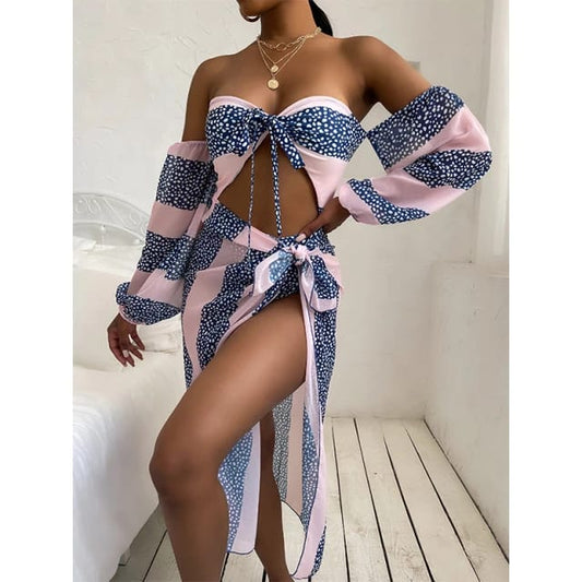 Traje de Baño~ Monokini + Falda Azul