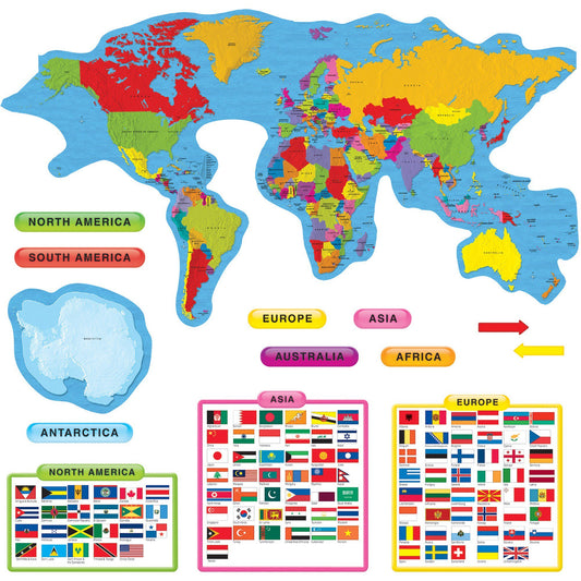 Educational - continentes y países multicolor 27 set