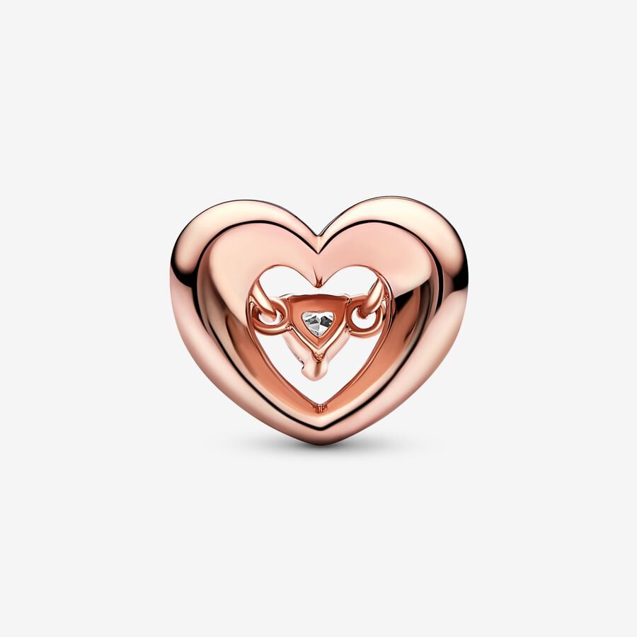 Rose Gold Radiant Heart & Floating Stone Charm