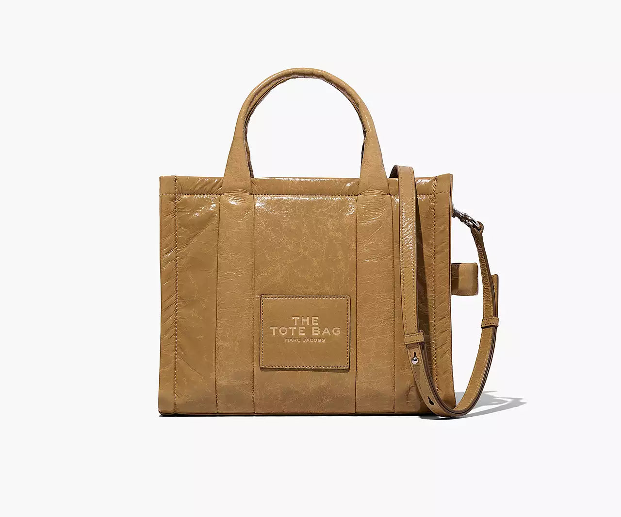 THE SHINY CRINKLE MEDIUM TOTE BAG- Light Brown
