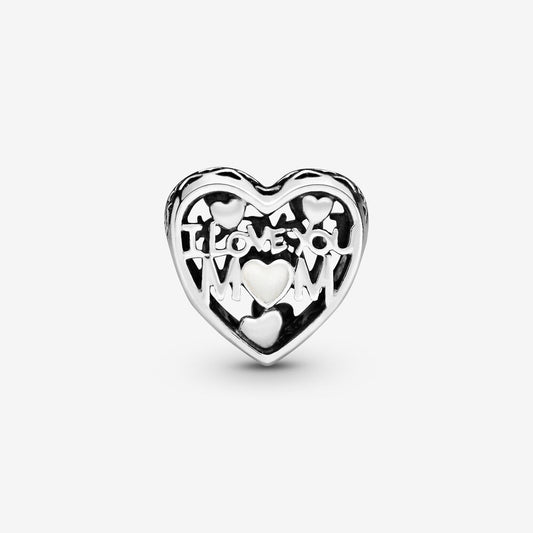 I Love You Mom Heart Charm