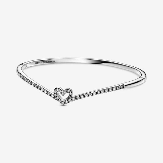 Sparkling Wishbone Heart Bangle