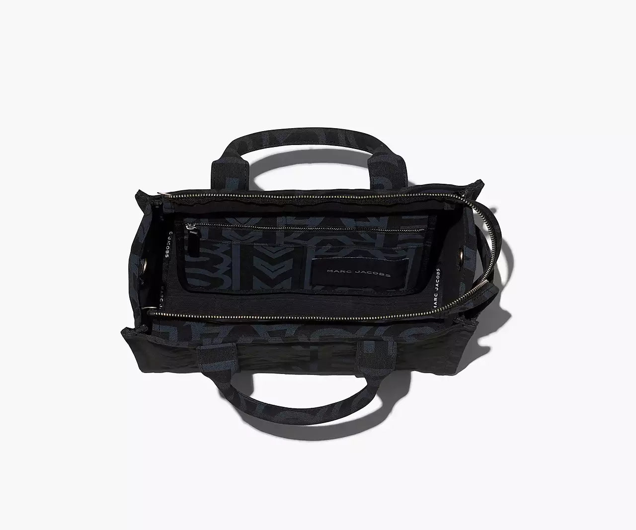 THE OUTLINE MONOGRAM MEDIUM TOTE BAG- Black