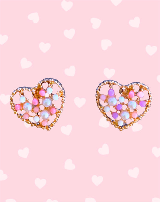 Aretes Corazón Piedras Mate Colores