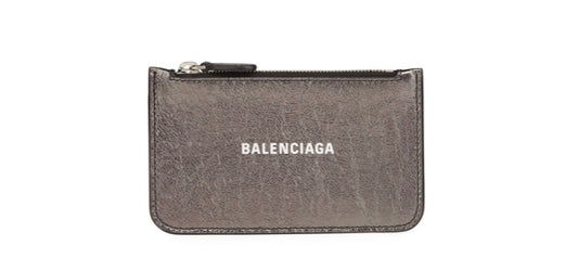 Balenciaga Monedero Gris Metálico Piel