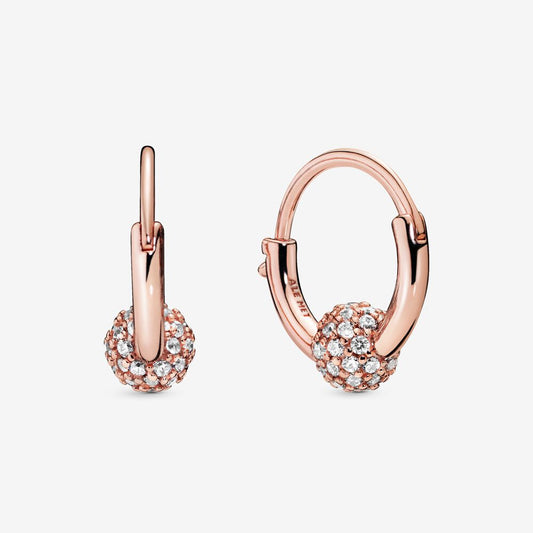 Pavé Bead Hoop Earrings