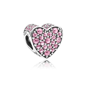Pandora corazón con cristales rosa charm